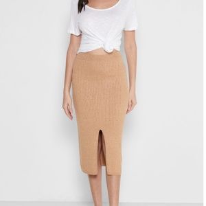 FREE PEOPLE SKYLINE MIDI SKIRT CARAMEL HEATHER SIZE M